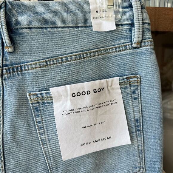 NWT Good American Good Boy Distressed Raw Hem Jeans Size 6/28 - Picture 3 of 4